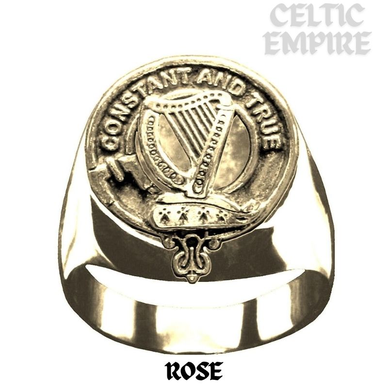 Rose Scottish Clan Crest Ring Sterling Silver and Karat Gold
