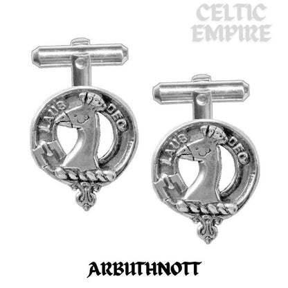 Arbuthnott Family Clan Crest Scottish Cufflinks; Pewter, Sterling Silver and Karat Gold