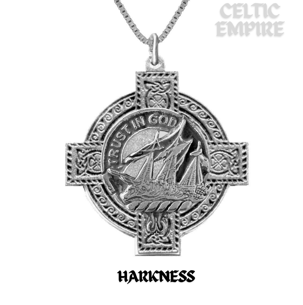 Harkness Family Clan Crest Celtic Cross Pendant Scottish