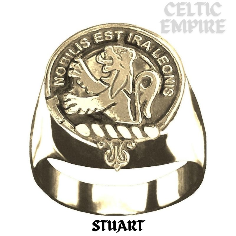 Stuart Scottish Family Clan Crest Ring Sterling Silver and Karat Gold