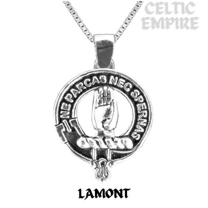 Lamont Large 1" Scottish Family Clan Crest Pendant - Sterling Silver