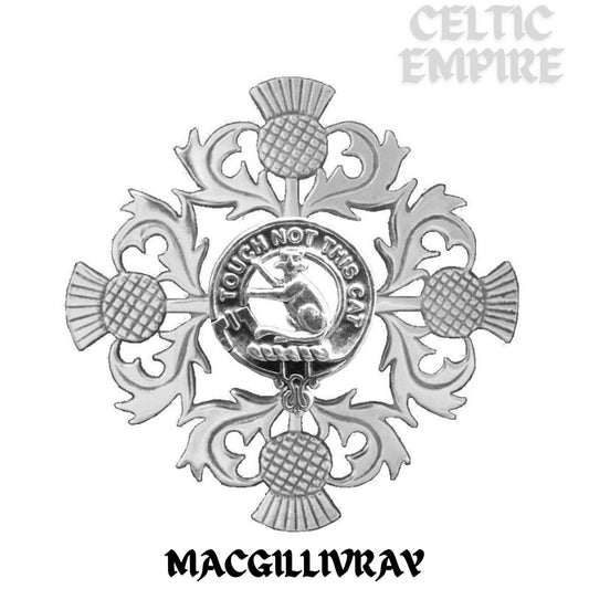 MacGillvary Family Clan Crest Scottish Four Thistle Brooch
