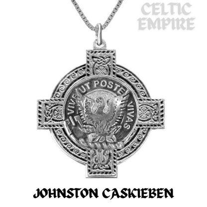 Johnston (Caskieben) Family Clan Crest Celtic Cross Pendant Scottish