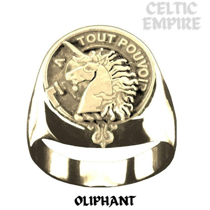 Oliphant Scottish Clan Crest Ring  Sterling Silver and Karat Gold