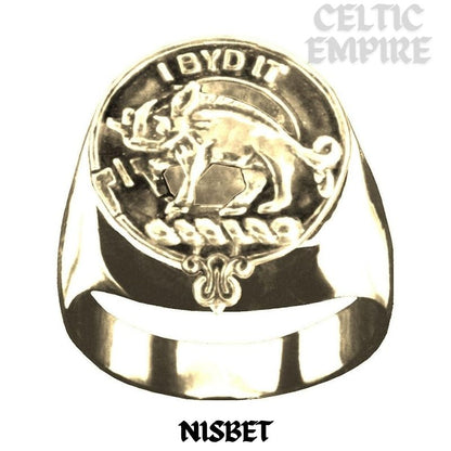 Nisbet Scottish Family Clan Crest Ring Sterling Silver and Karat Gold