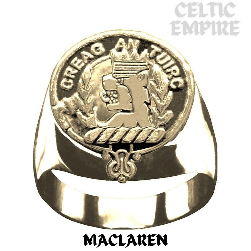 MacLaren Scottish Family Clan Crest Ring Sterling Silver and Karat Gold