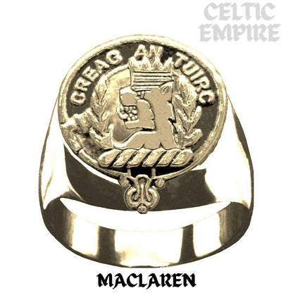 MacLaren Scottish Family Clan Crest Ring Sterling Silver and Karat Gold