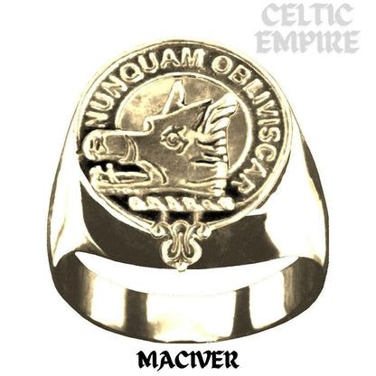 MacIver Scottish Family Clan Crest Ring Sterling Silver and Karat Gold