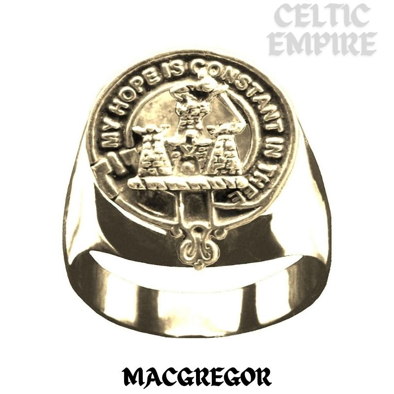 MacGregor Scottish Family Clan Crest Ring Sterling Silver and Karat Gold