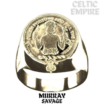 Murray Savage Scottish Family Clan Crest Ring  ~  Sterling Silver and Karat Gold