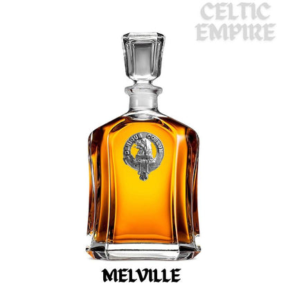 Melville Family Clan Crest Badge Whiskey Decanter