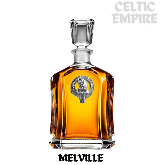 Melville Family Clan Crest Badge Whiskey Decanter