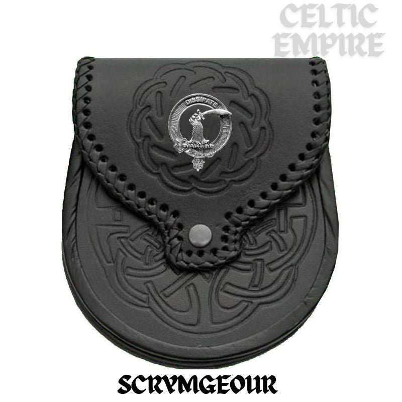 Scrymgour Scottish Family Clan Badge Sporran, Leather