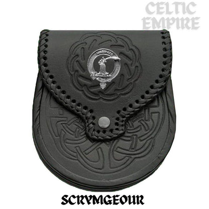 Scrymgour Scottish Family Clan Badge Sporran, Leather
