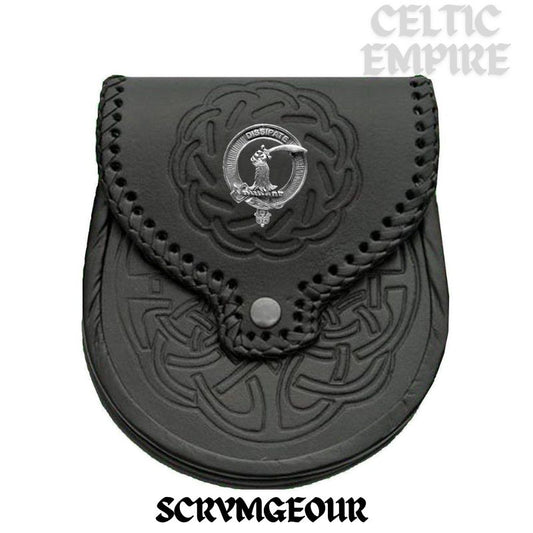Scrymgour Scottish Family Clan Badge Sporran, Leather