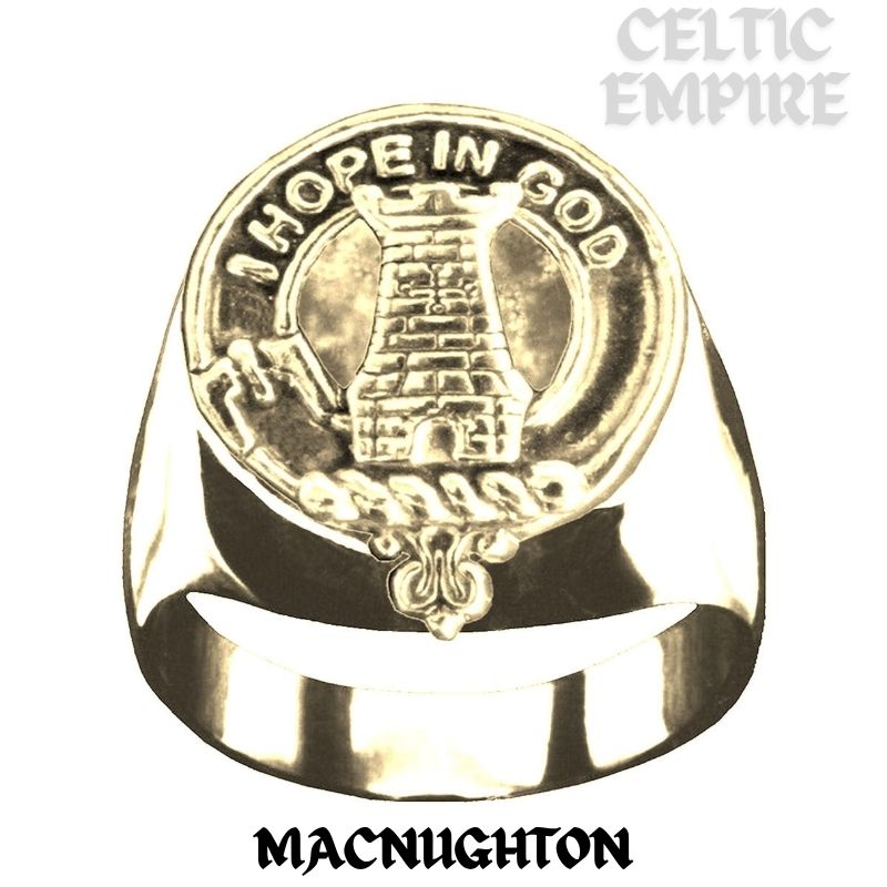 MacNaughton Scottish Family Clan Crest Ring Silver and Gold Sterling Silver and Karat Gold