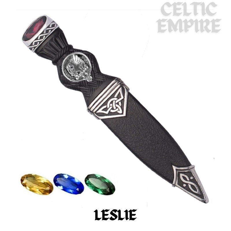 Leslie Interlace Family Clan Crest Sgian Dubh, Scottish Knife