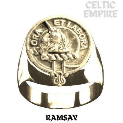 Ramsay Scottish Family Clan Crest Ring Sterling Silver and Karat Gold