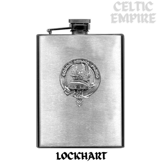 Lockhart 8oz Family Clan Crest Scottish Badge Flask