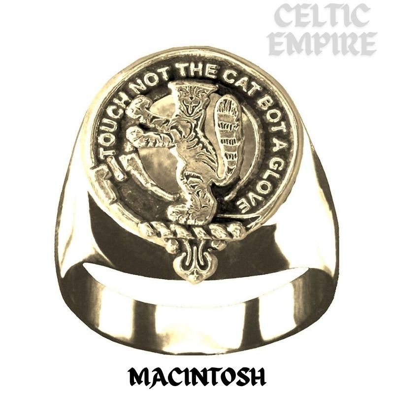 MacIntosh Scottish Family Clan Crest Ring Sterling Silver and Karat Gold