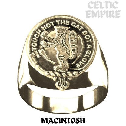 MacIntosh Scottish Family Clan Crest Ring Sterling Silver and Karat Gold