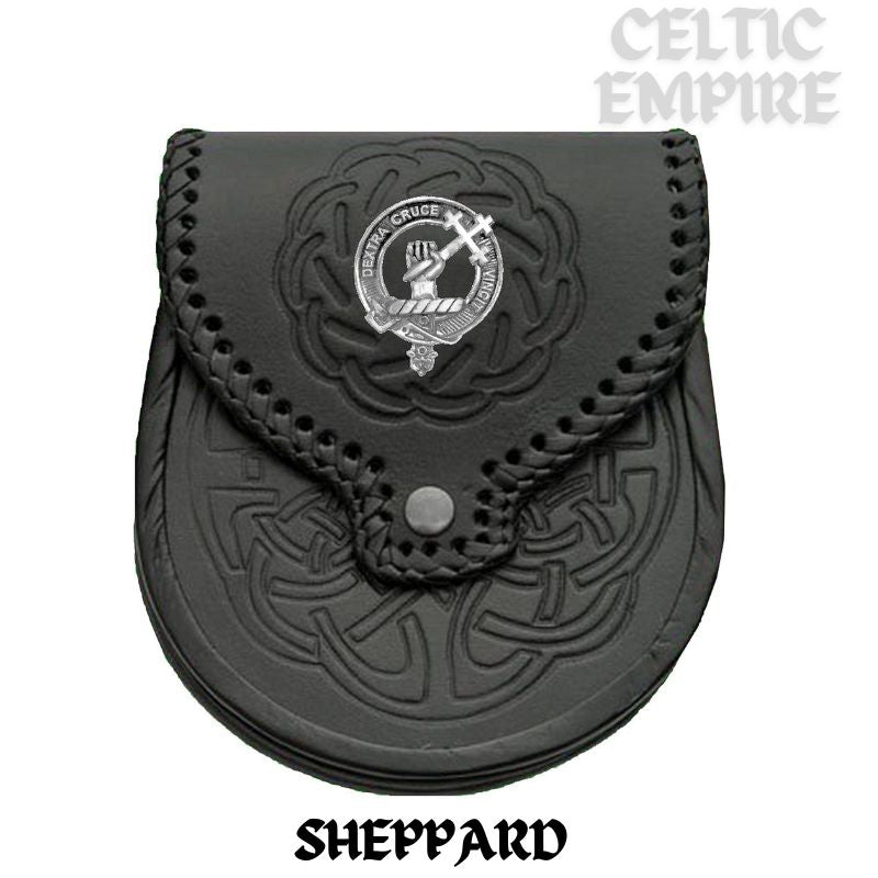 Sheppard Scottish Family Clan Badge Sporran, Leather