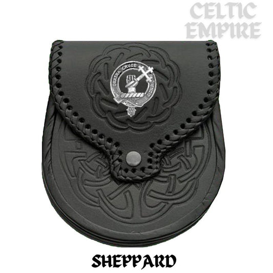 Sheppard Scottish Family Clan Badge Sporran, Leather