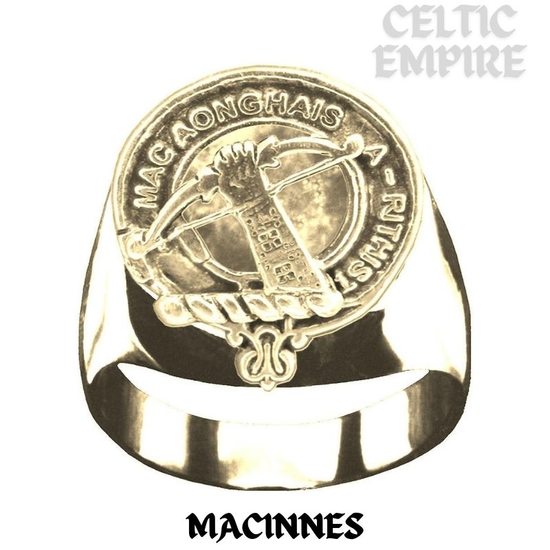 MacInnes Scottish Family Clan Crest Ring Sterling Silver and Karat Gold
