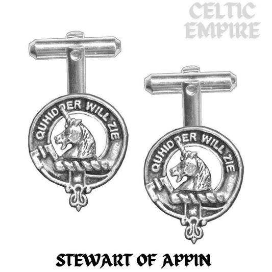 Stewart (Appin) Family Clan Crest Scottish Cufflinks; Pewter, Sterling Silver and Karat Gold