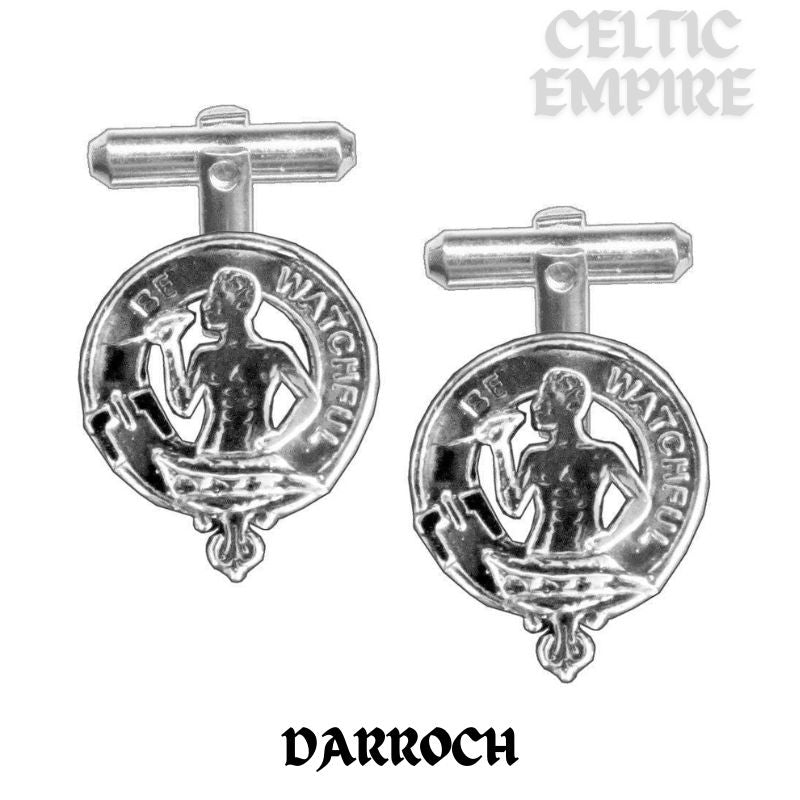 Darroch Family Clan Crest Scottish Cufflinks; Pewter, Sterling Silver and Karat Gold