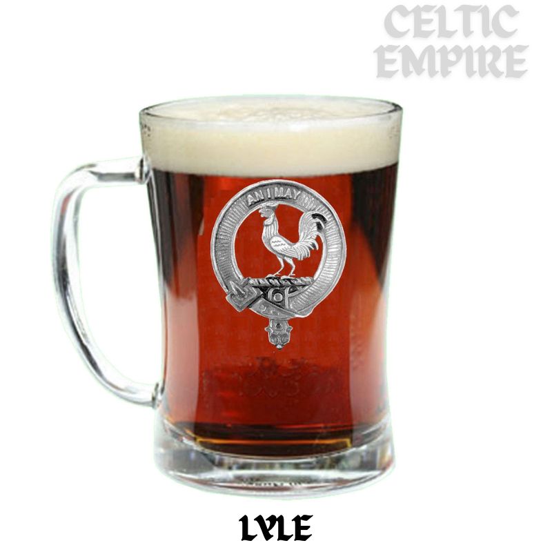 Lyle Family Clan Crest Badge Glass Beer Mug