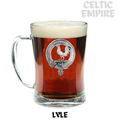 Lyle Family Clan Crest Badge Glass Beer Mug
