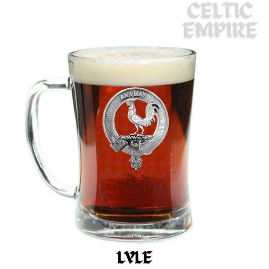 Lyle Family Clan Crest Badge Glass Beer Mug