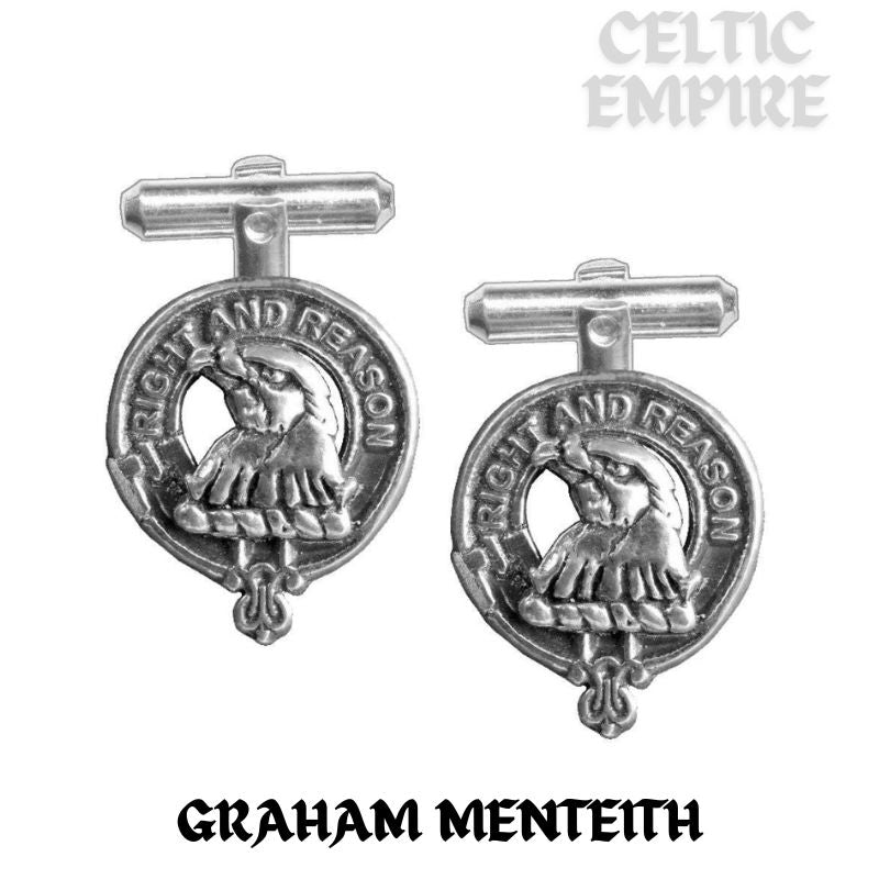Graham (Menteith) Family Clan Crest Scottish Cufflinks; Pewter, Sterling Silver and Karat Gold
