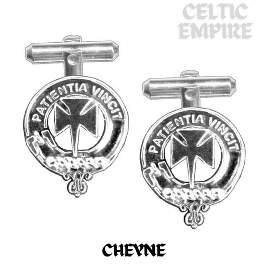 Cheyne Family Clan Crest Scottish Cufflinks; Pewter, Sterling Silver and Karat Gold