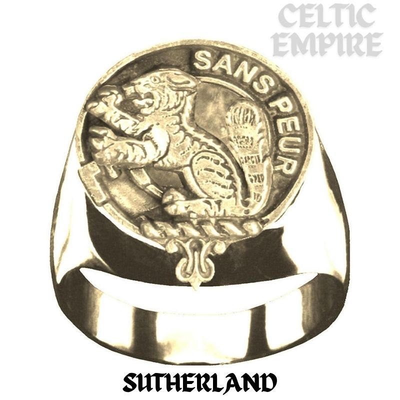 Sutherland Scottish Family Clan Crest Ring Sterling Silver and Karat Gold