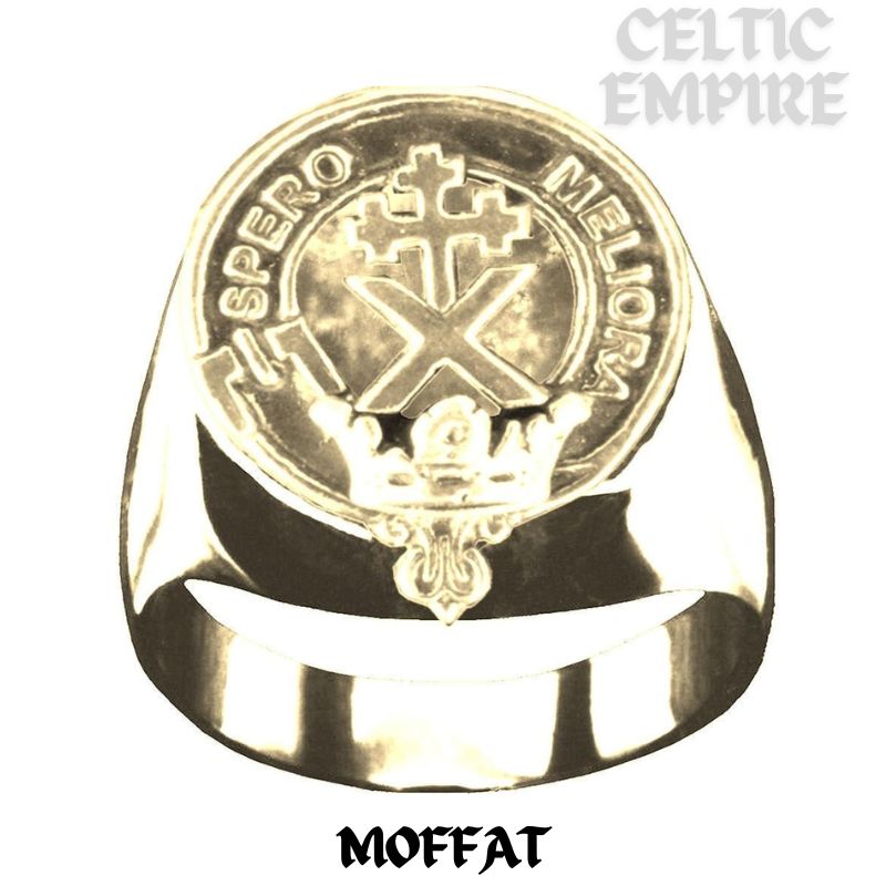 Moffat Scottish Family Clan Crest Ring  ~  Sterling Silver and Karat Gold