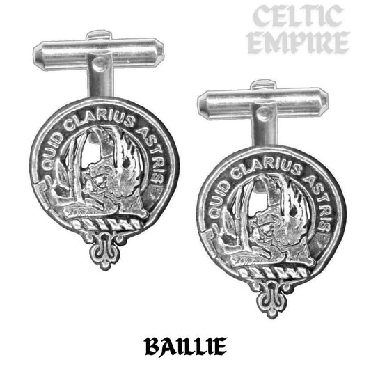 Baillie Family Clan Crest Scottish Cufflinks; Pewter, Sterling Silver and Karat Gold