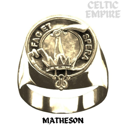 Matheson Scottish Family Clan Crest Ring Sterling Silver and Karat Gold