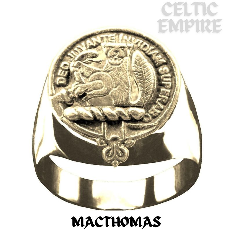 MacThomas Scottish Family Clan Crest Ring Sterling Silver and Karat Gold