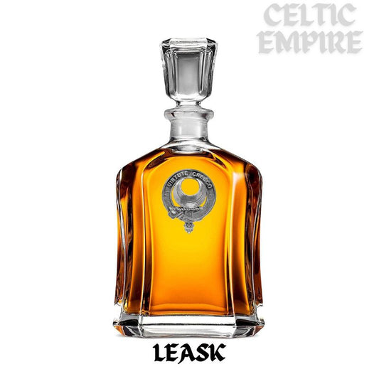 Leask Family Clan Crest Badge Whiskey Decanter