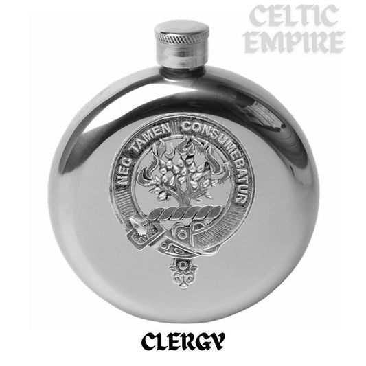 Clergy Round Family Clan Crest Scottish Badge Flask 5oz