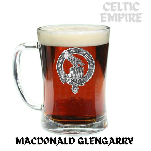 MacDonald Glengarry Family Clan Crest Badge Glass Beer Mug