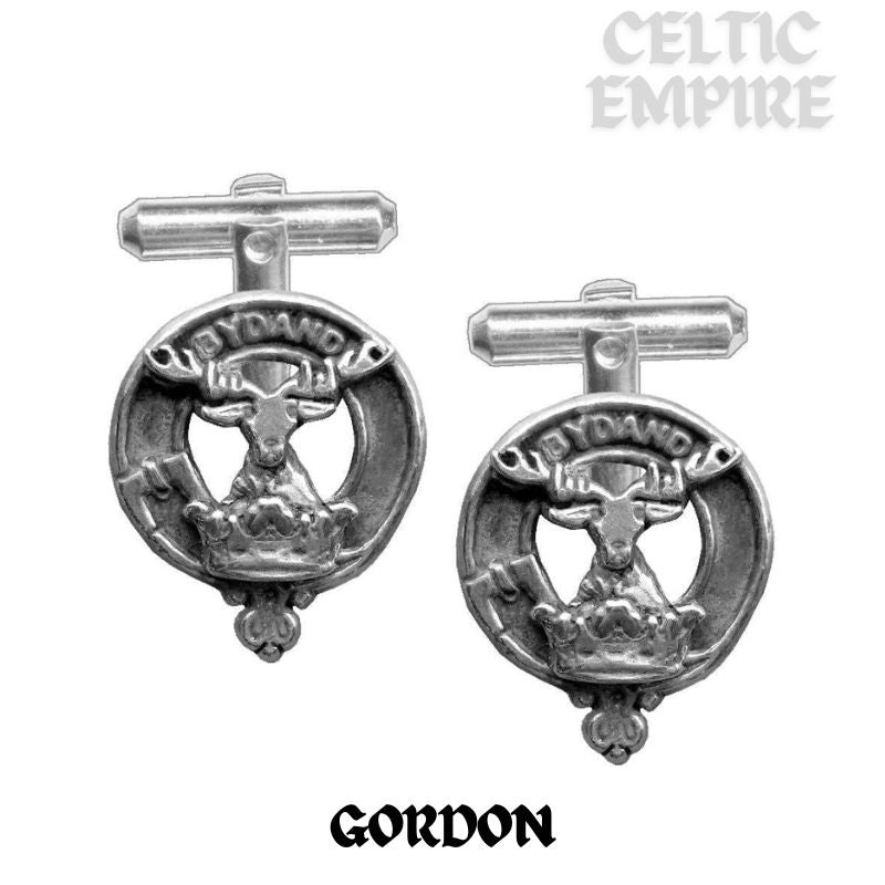 Gordon Family Clan Crest Scottish Cufflinks; Pewter, Sterling Silver and Karat Gold