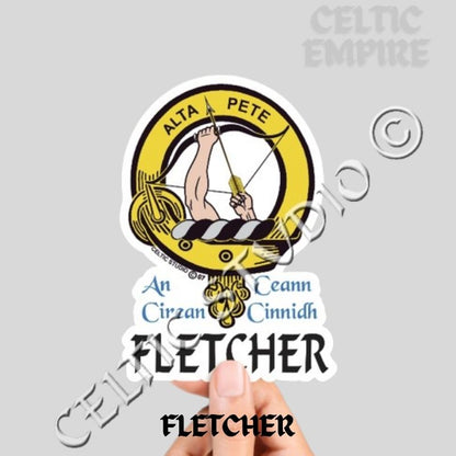 Fletcher Family Clan Crest Decal | Custom Scottish Heritage Car & Laptop Stickers