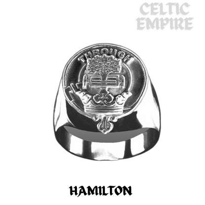 Hamilton Scottish Family Clan Crest Ring - Sterling Silver and Karat Gold