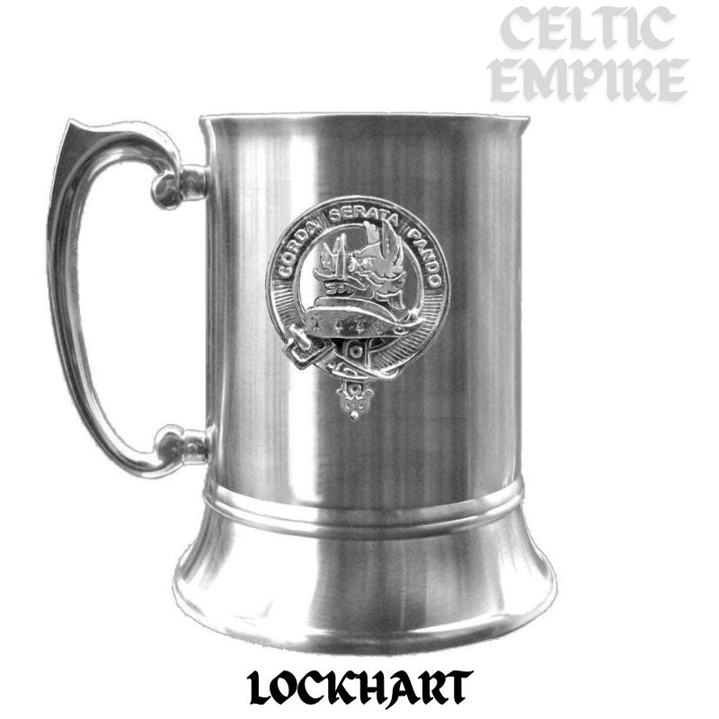 Lockhart Scottish Family Clan Crest Badge Tankard