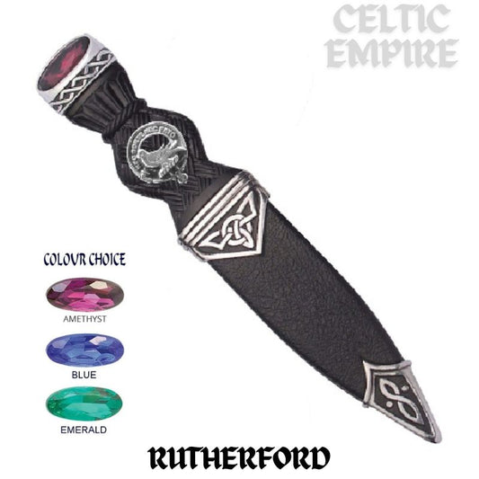Rutherford Interlace Family Clan Crest Sgian Dubh, Scottish Knife