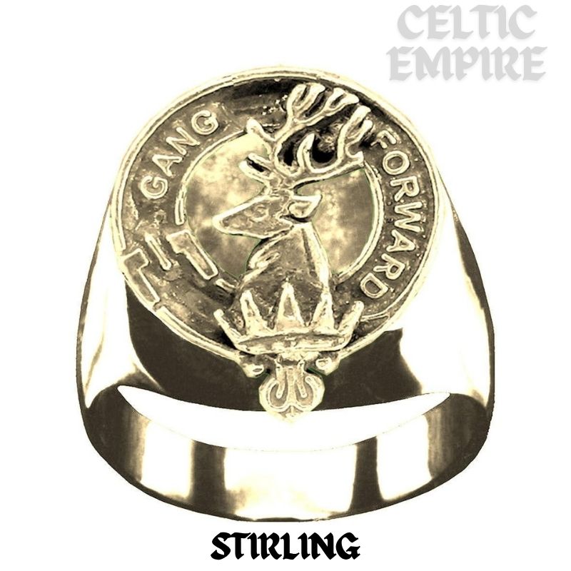 Stirling Scottish Family Clan Crest Ring Sterling Silver and Karat Gold