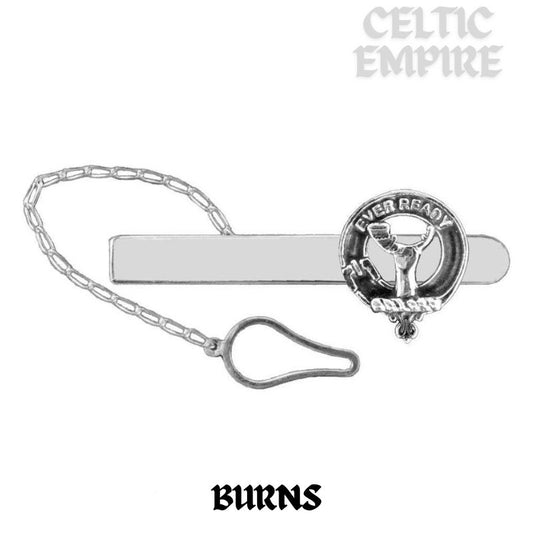 Burns Family Clan Crest Scottish Button Loop Tie Bar ~ Sterling silver